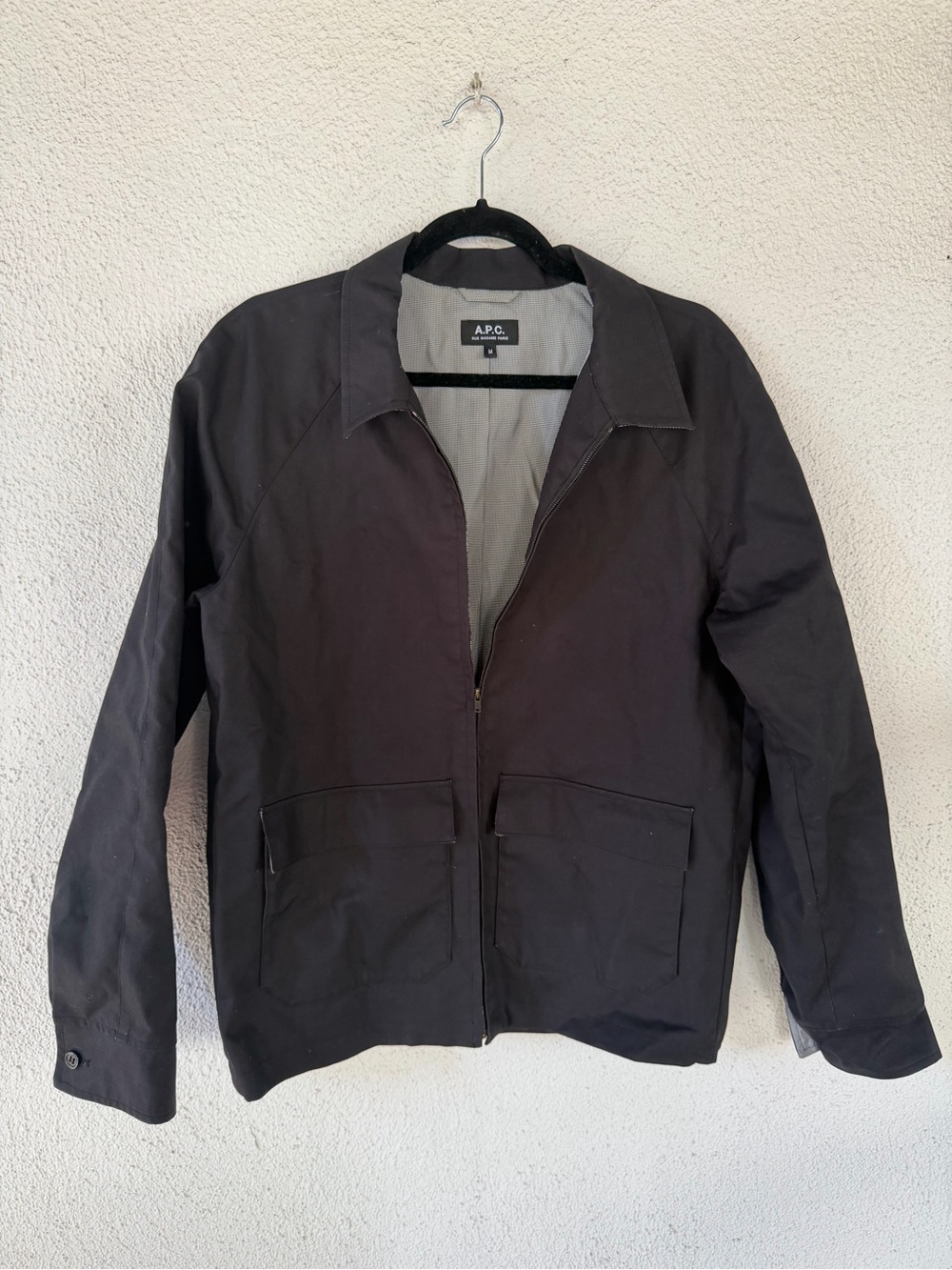 A.P.C. Men's Black Zip-Front Shirt Jacket